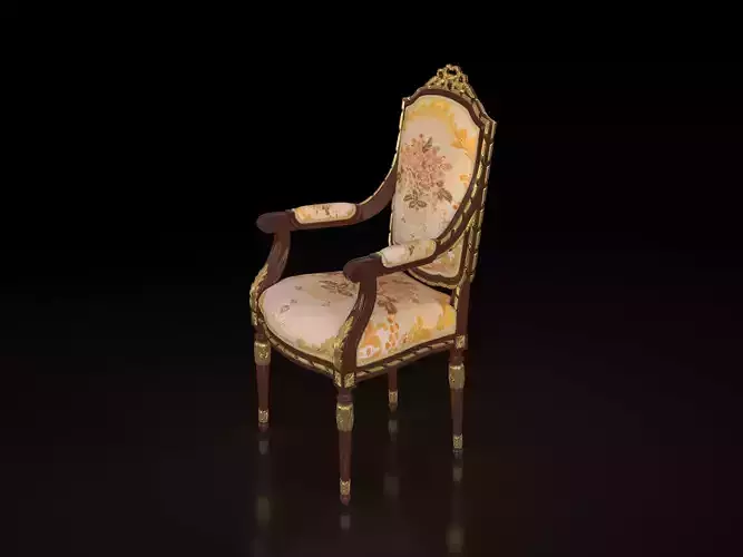 Renaissance Floral Tapestry Armchair 3D model