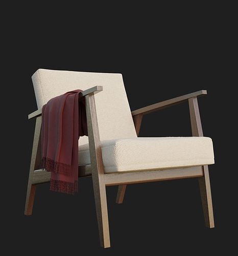 Armchair  with blanket Low-poly 3D model