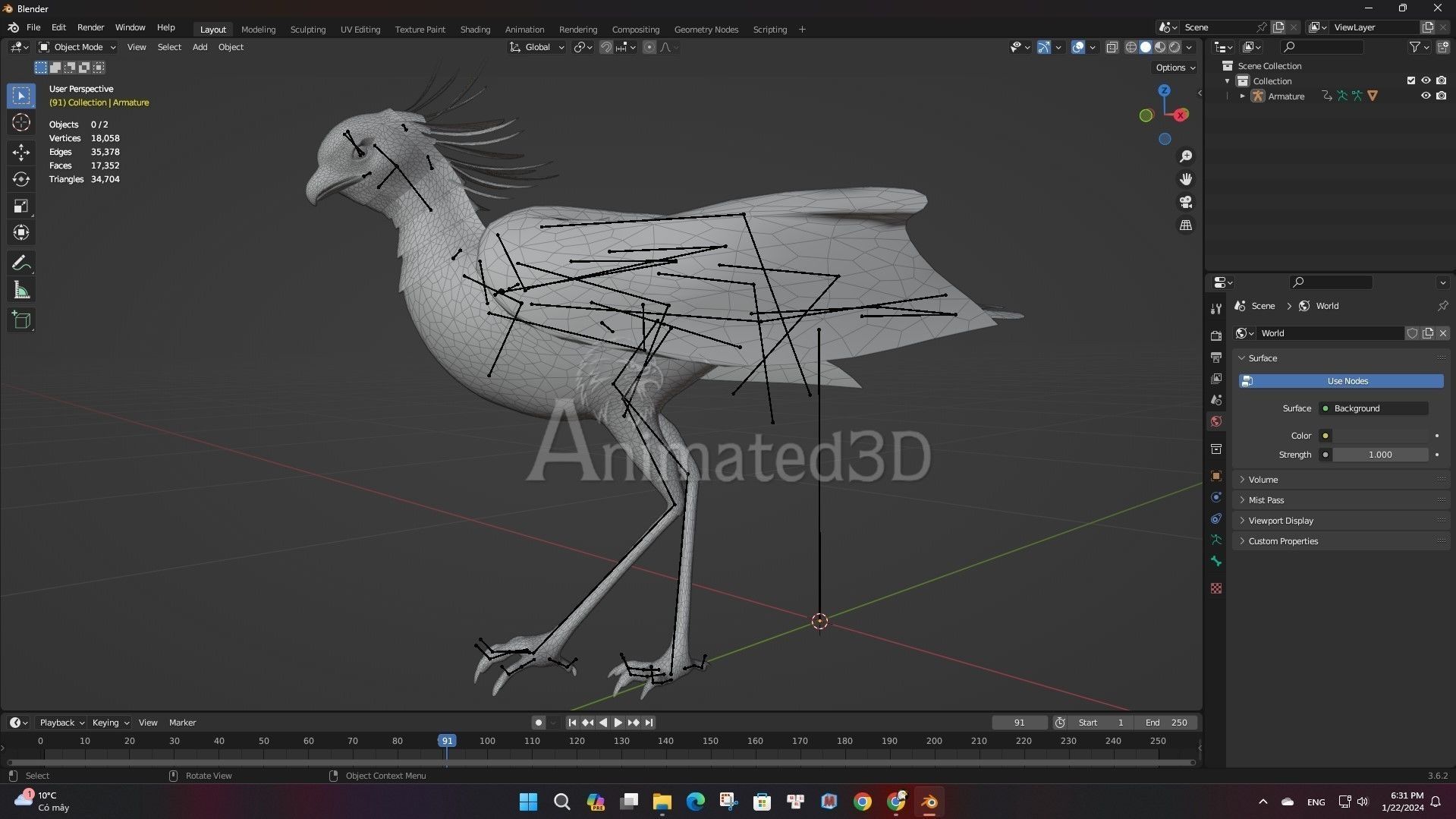 SecretaryBird A1 3D model_15
