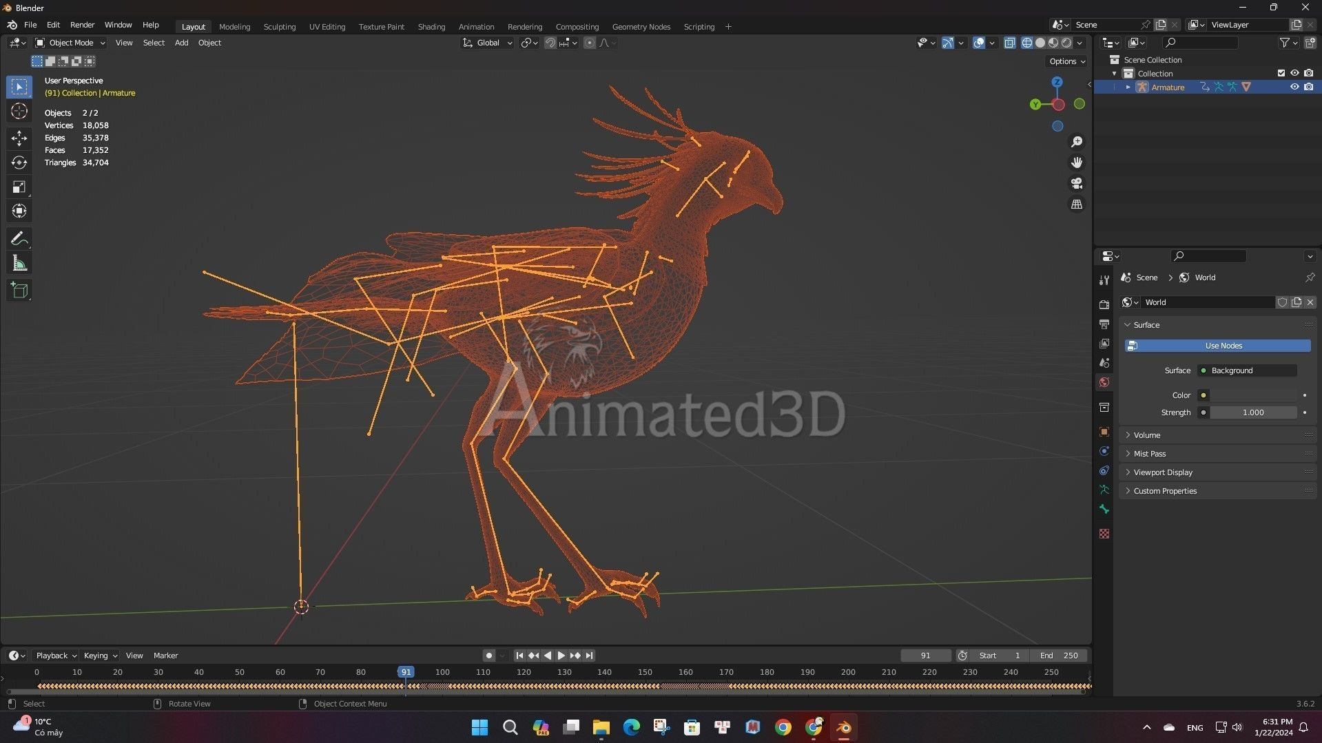 SecretaryBird A1 3D model_16