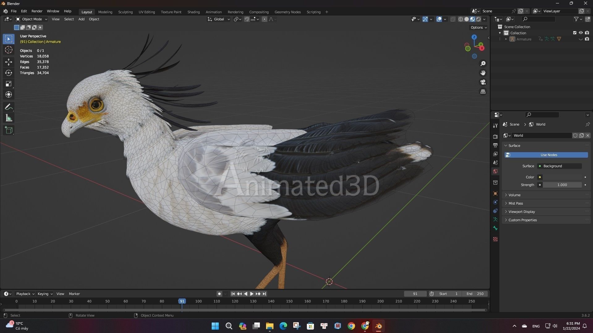 SecretaryBird A1 3D model_17