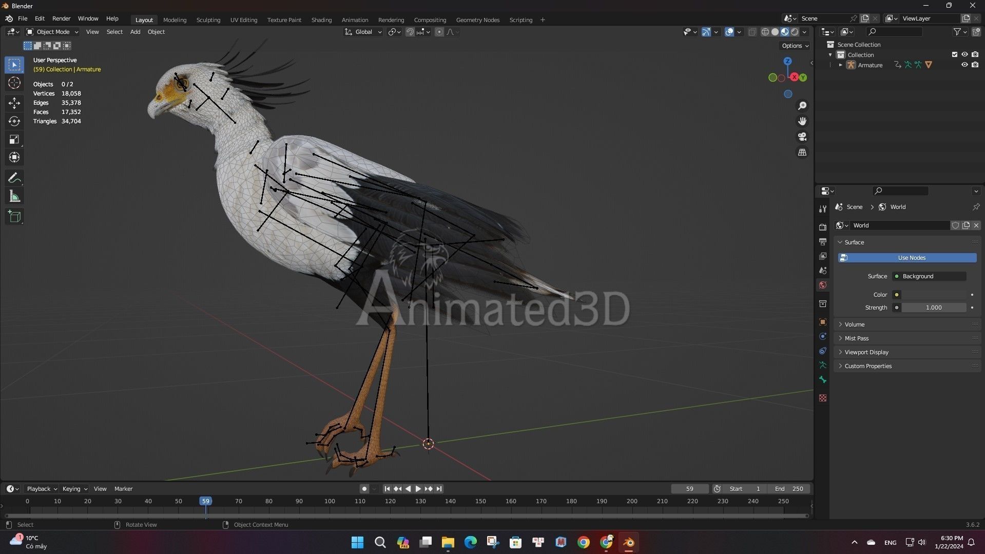 SecretaryBird A1 3D model_14