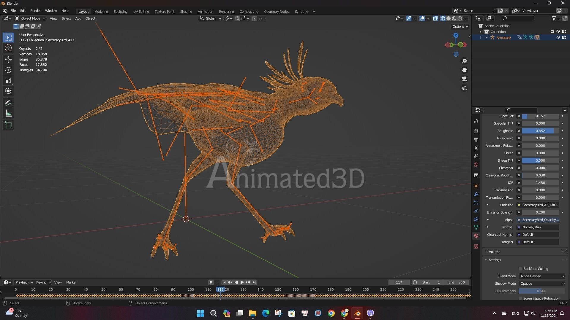 SecretaryBird A2 3D model_16
