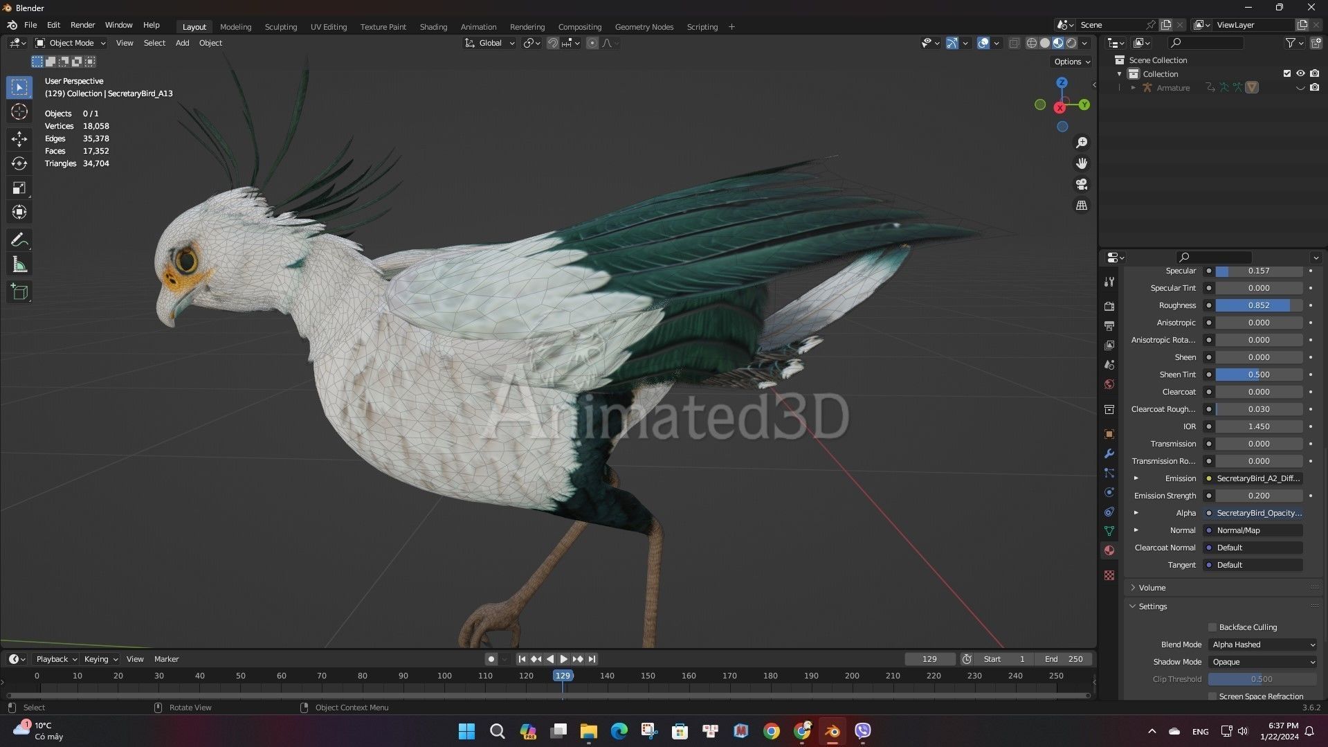SecretaryBird A2 3D model_17