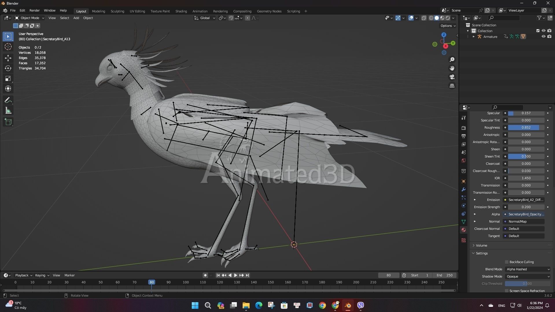 SecretaryBird A2 3D model_15