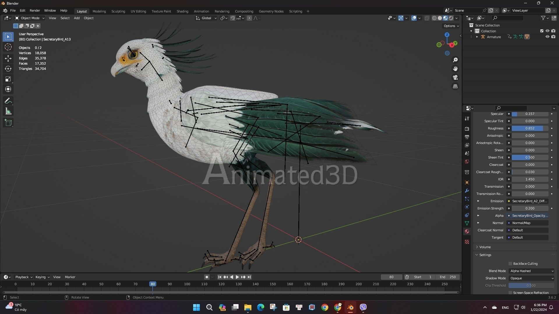 SecretaryBird A2 3D model_14