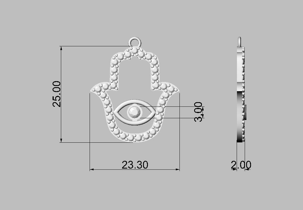 Hamsa Pendants - 2 Sizes 3D Model Collection_3