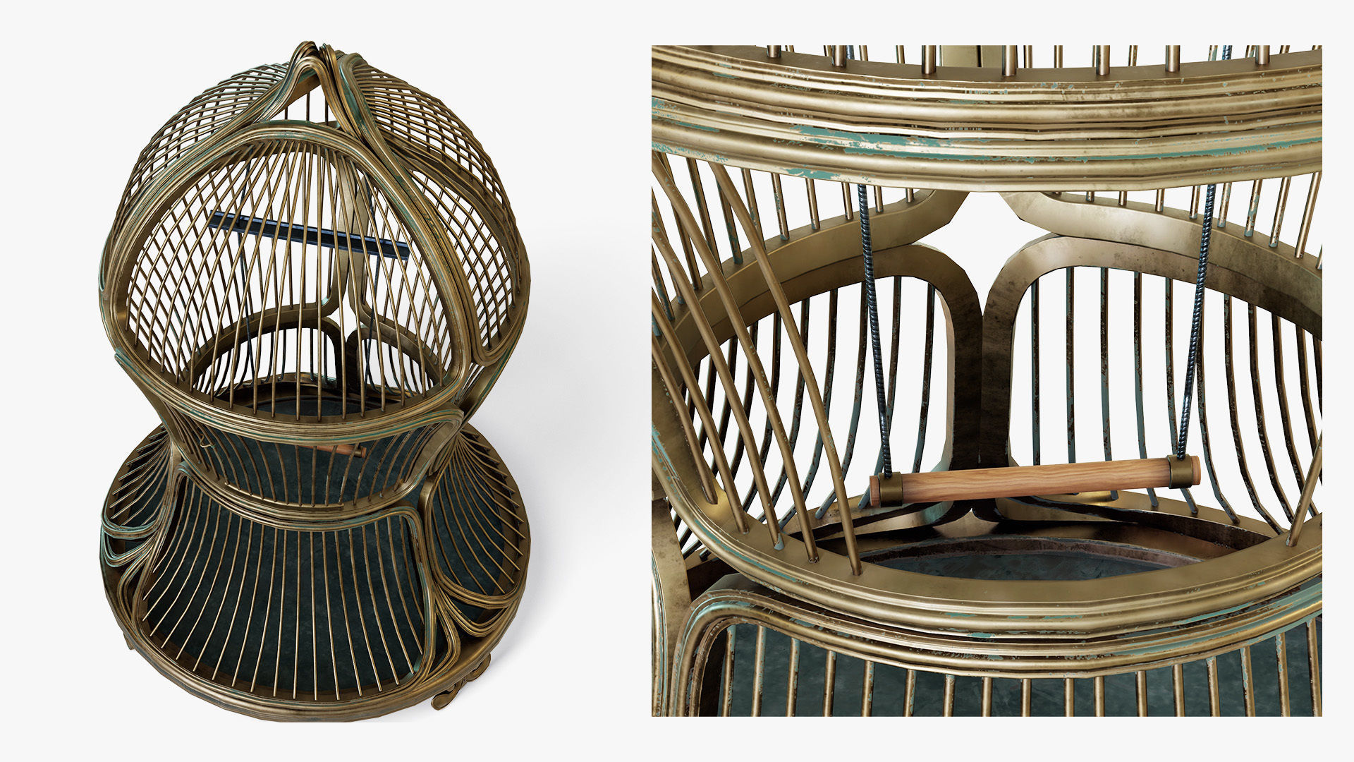 Birdcage Victorian Low-poly 3D model_3