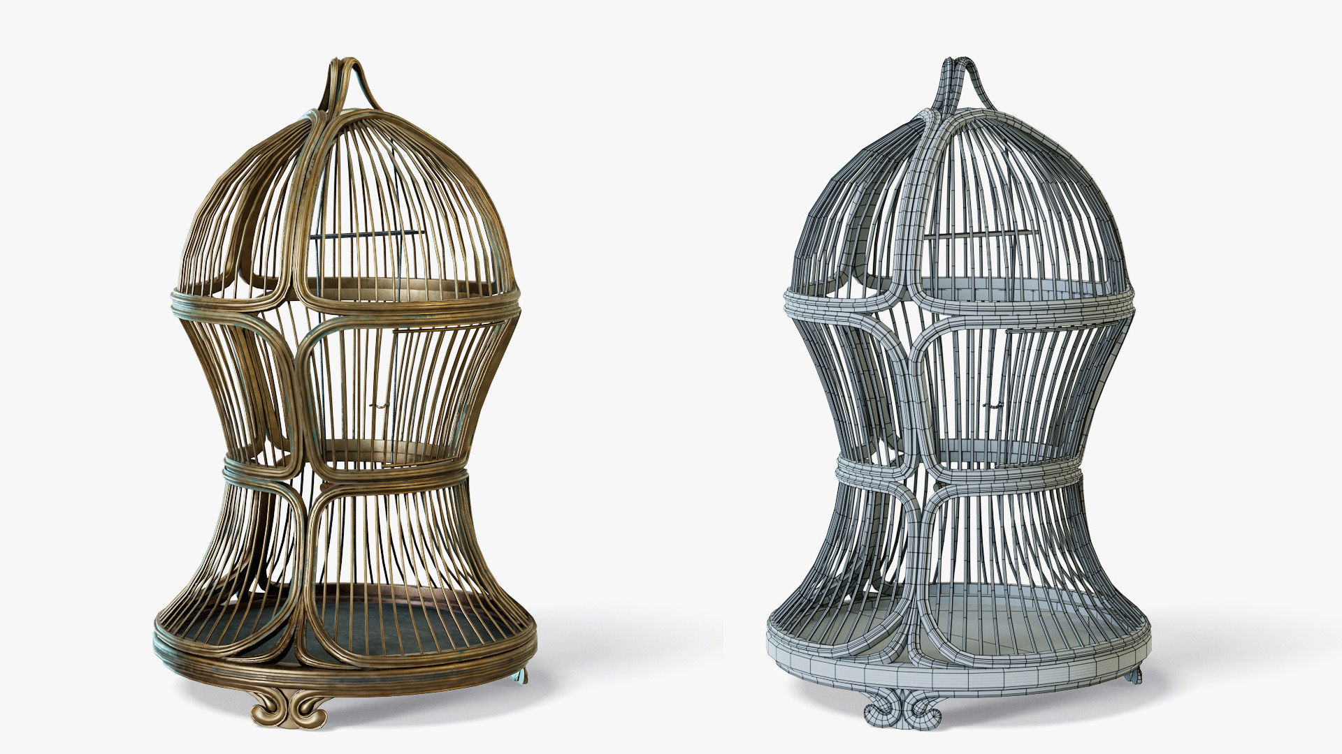 Birdcage Victorian Low-poly 3D model_4