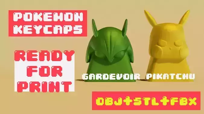 pokemon keycaps gardevoir and pikatchu 3D print model