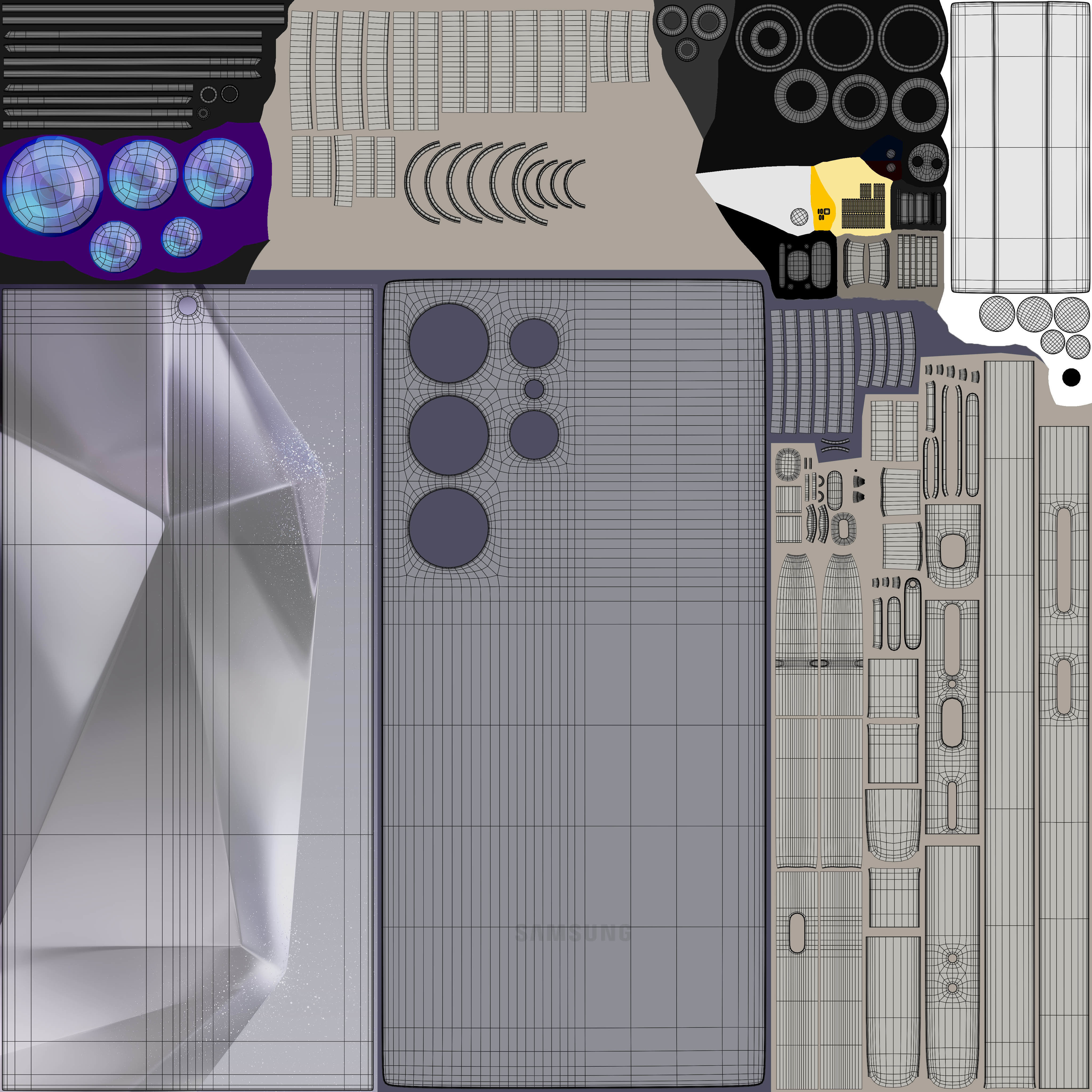 Samsung Galaxy S24 Ultra Titanium Violet Low-poly 3D model_13