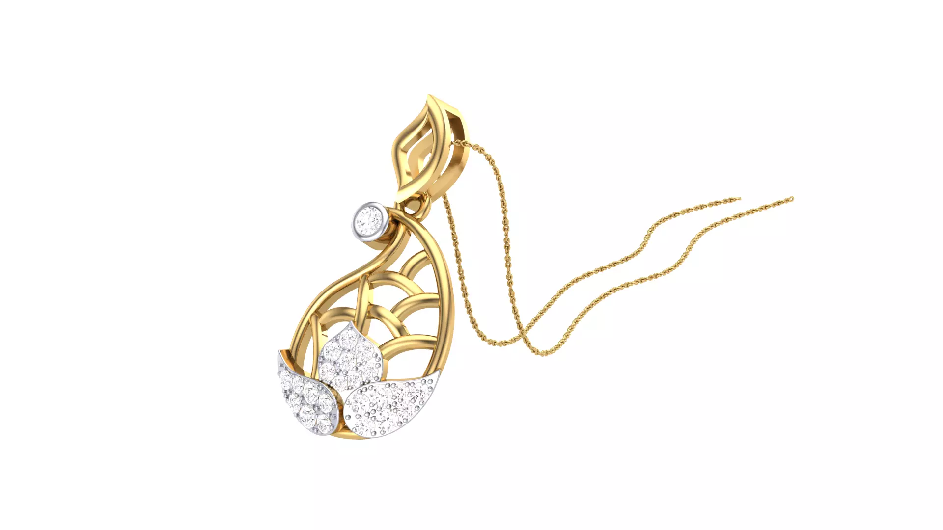 Filigree Paisley Diamond Pendant 3D print model_0