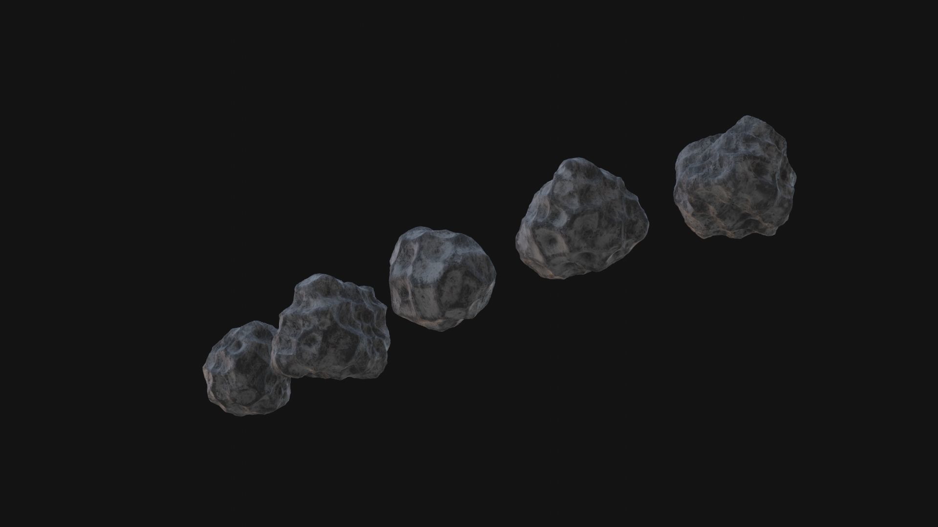 Asteroids Low-poly 3D model_5