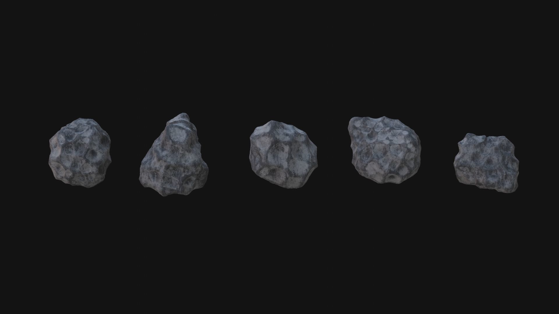 Asteroids Low-poly 3D model_2