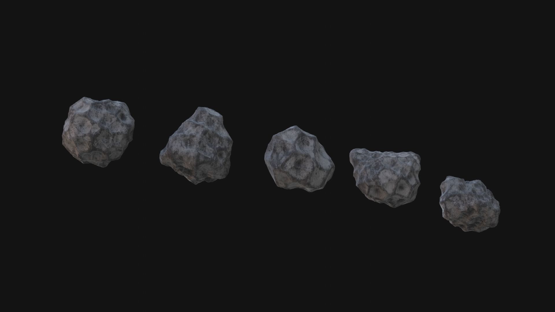 Asteroids Low-poly 3D model_3