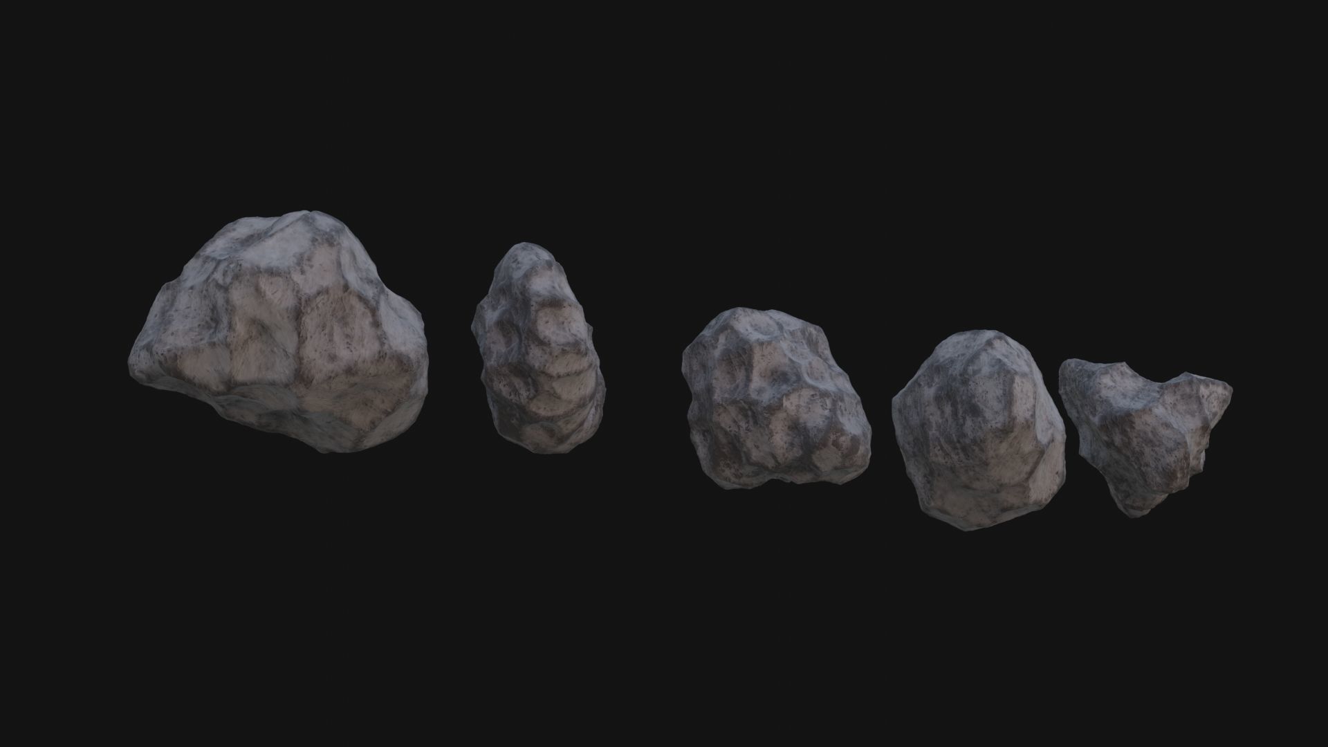 Asteroids Low-poly 3D model_3