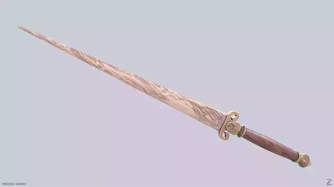 Wooden sword Low-poly 3D model Wooden sword Low-poly 3D model