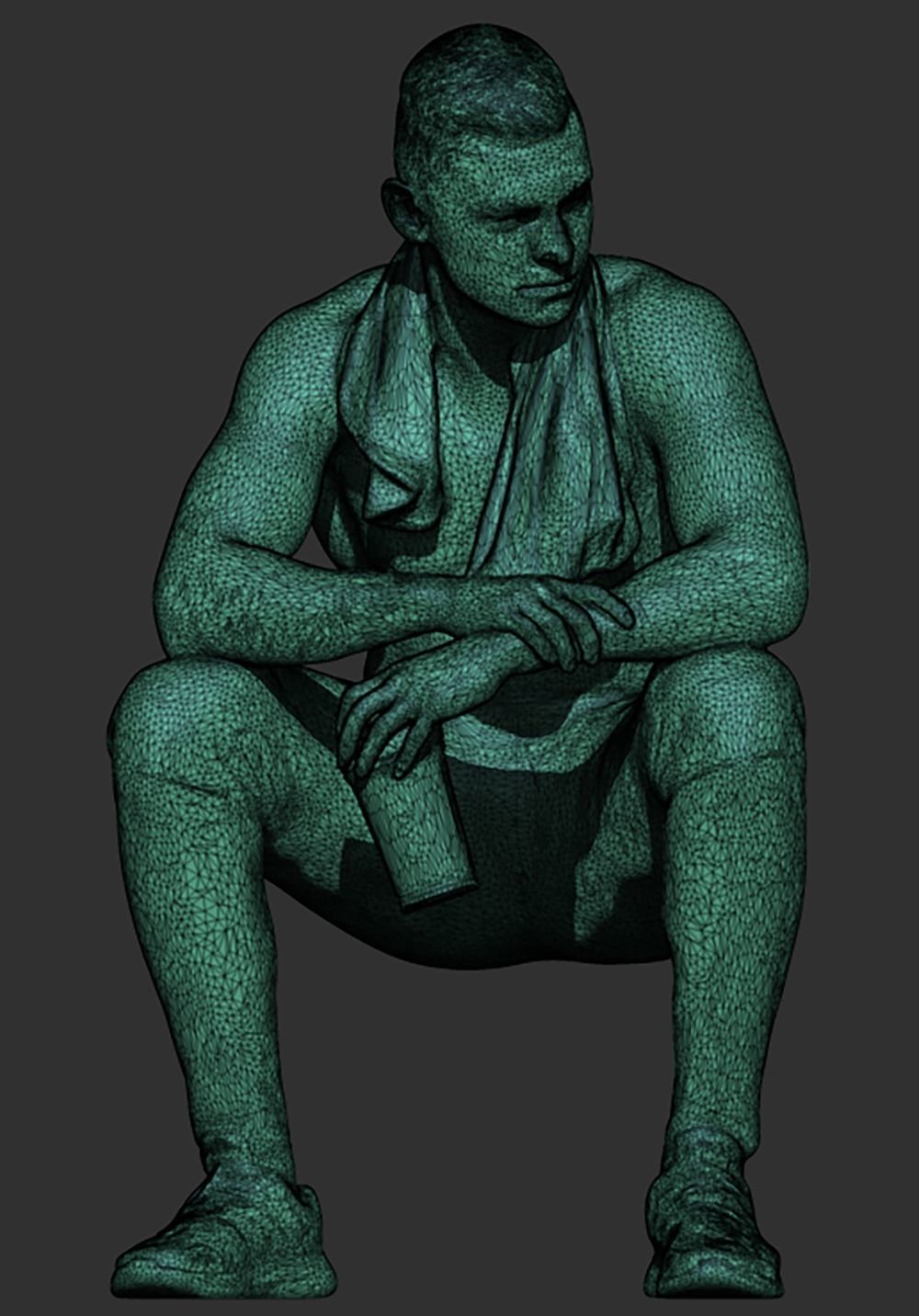 Handsome man sitting in locker room 421 Low-poly 3D model_5