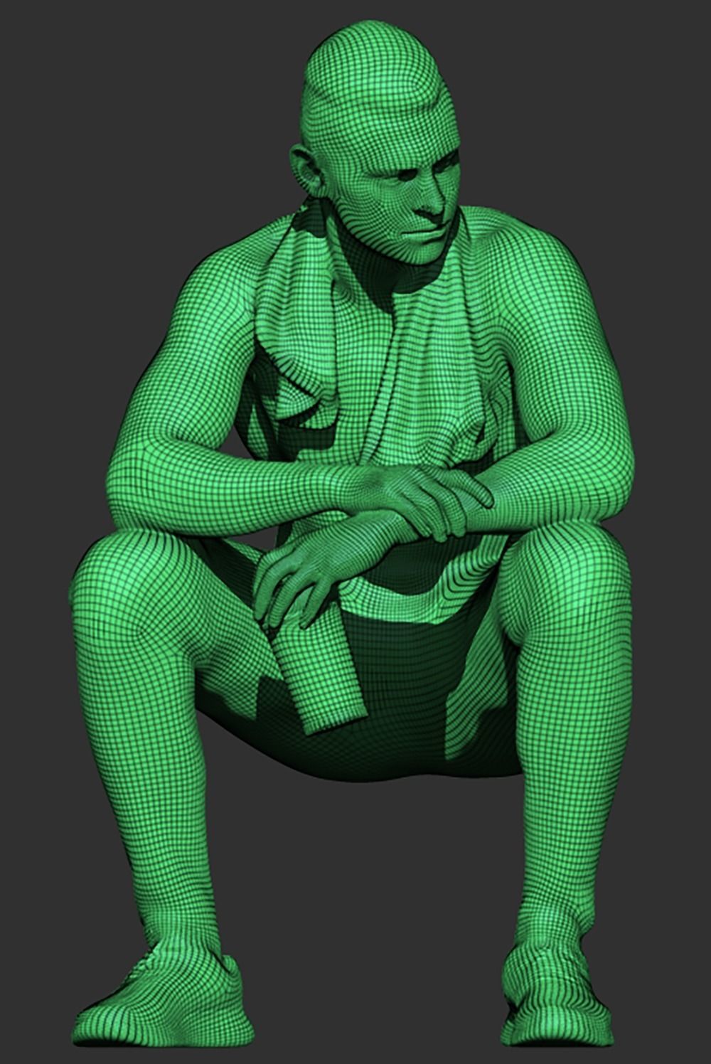 Handsome man sitting in locker room 421 Low-poly 3D model_7