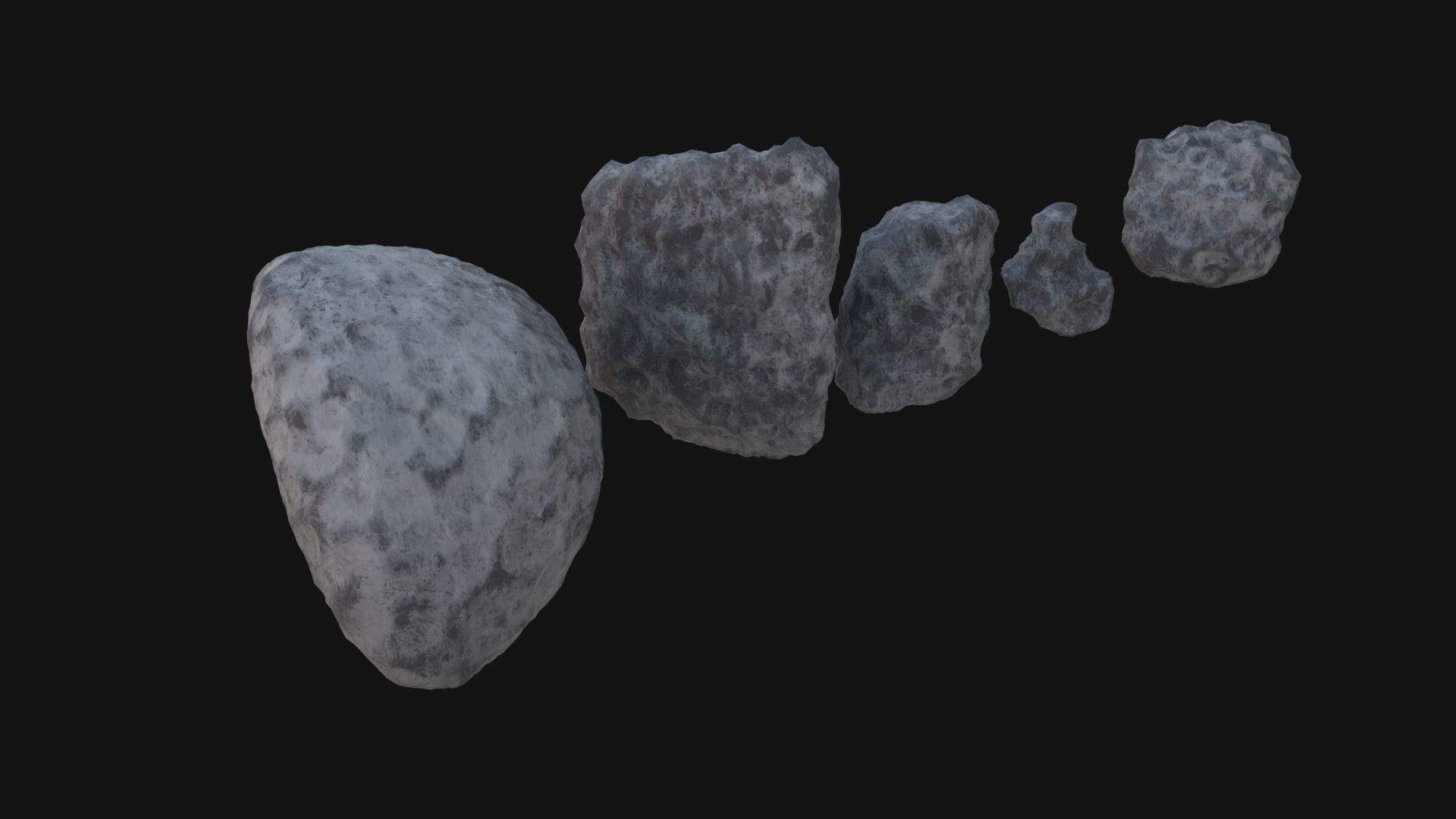 Asteroids Low-poly 3D model_5