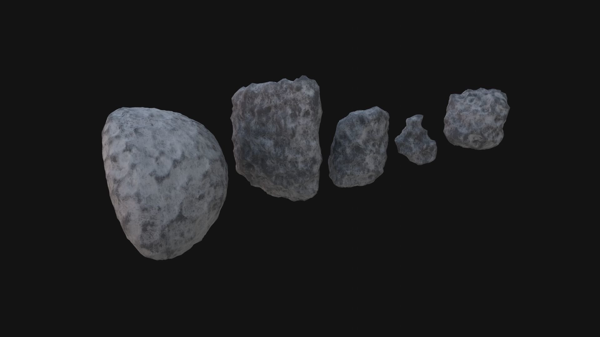 Asteroids Low-poly 3D model_2