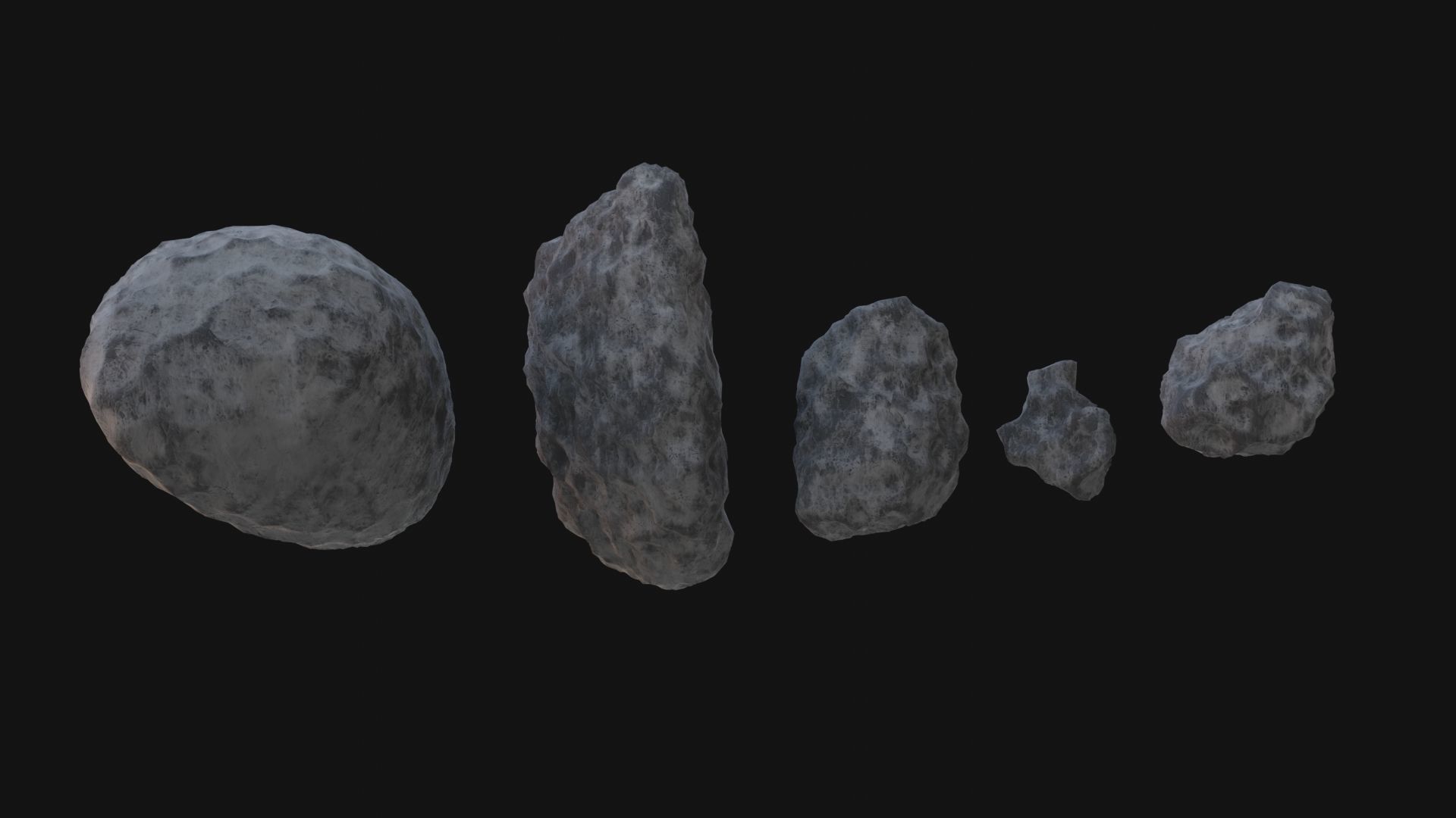 Asteroids Low-poly 3D model_3