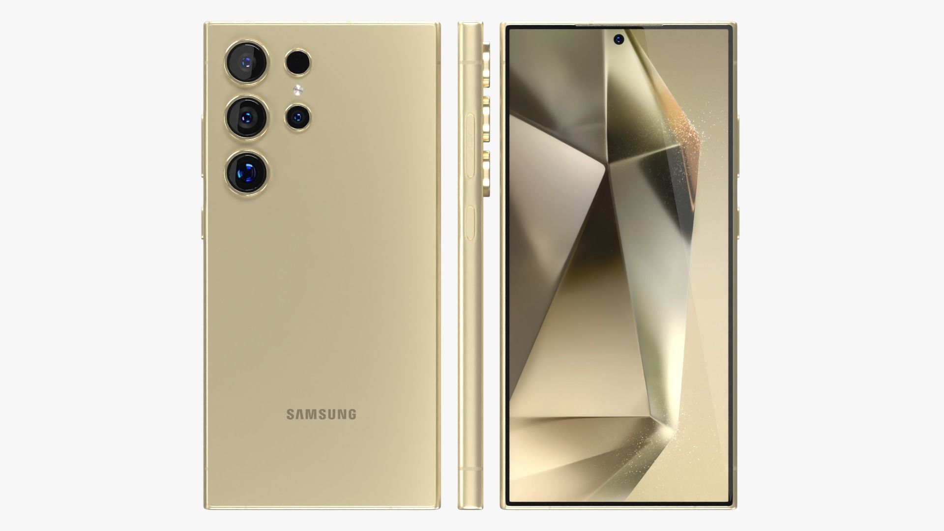 Samsung Galaxy S24 Ultra Titanium Yellow Low-poly 3D model_2