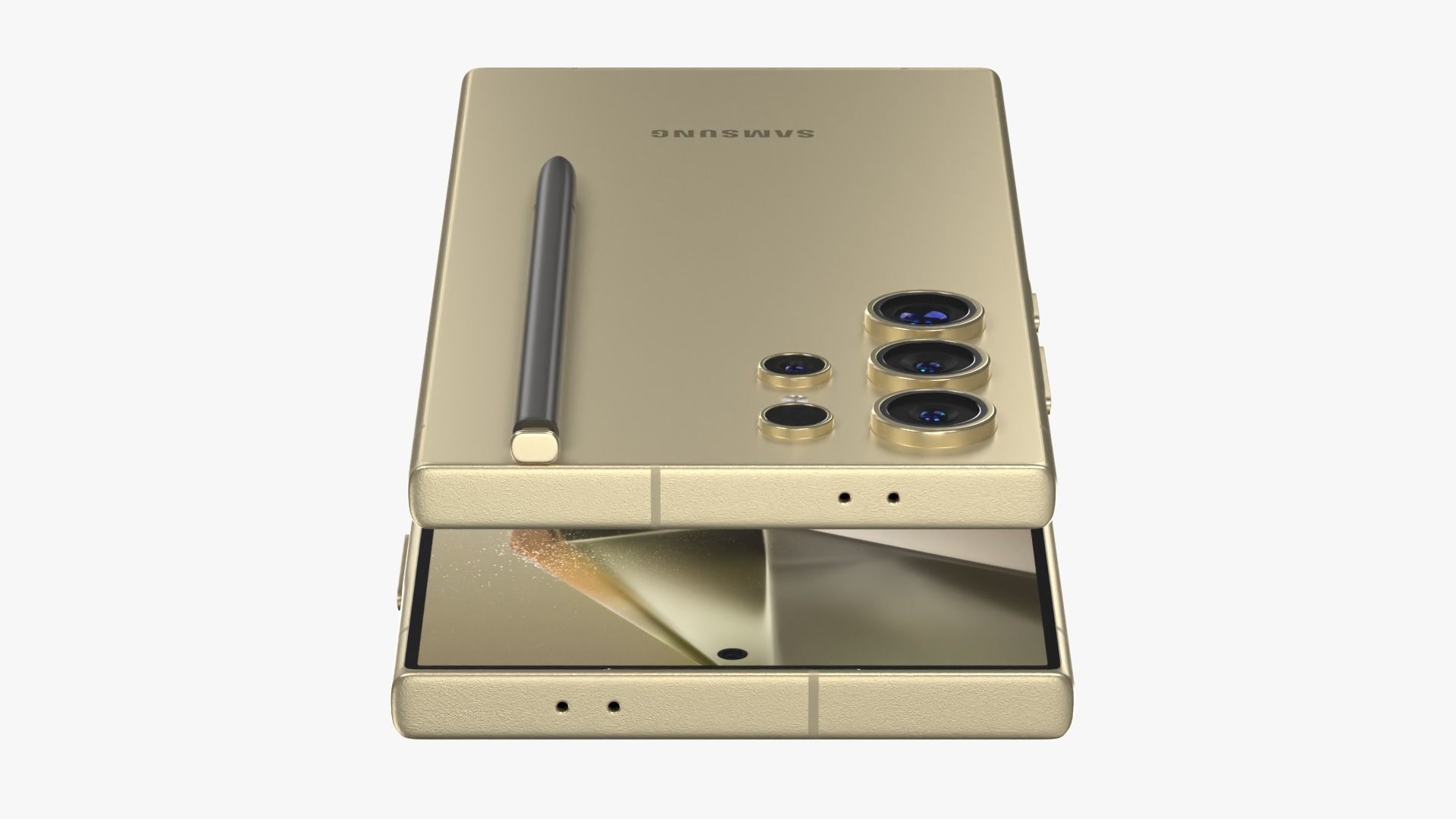 Samsung Galaxy S24 Ultra Titanium Yellow Low-poly 3D model_7