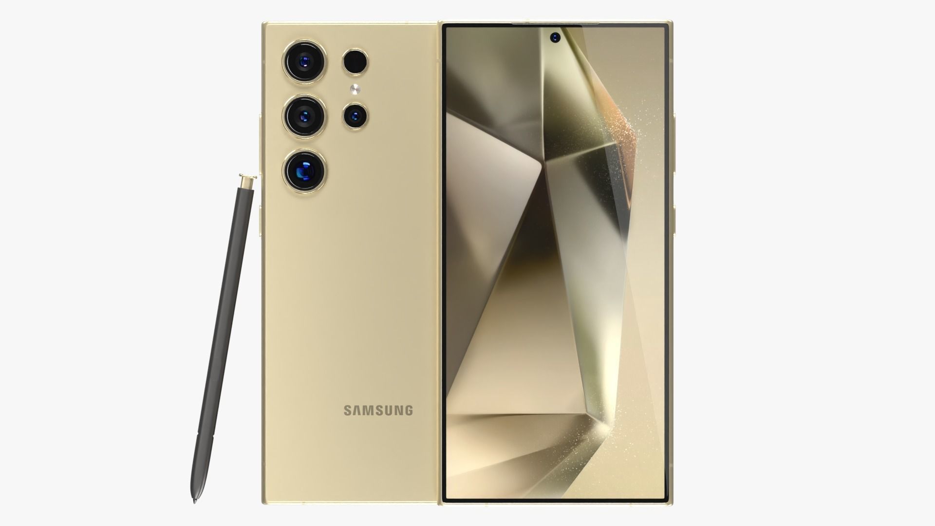 Samsung Galaxy S24 Ultra Titanium Yellow Low-poly 3D model_1