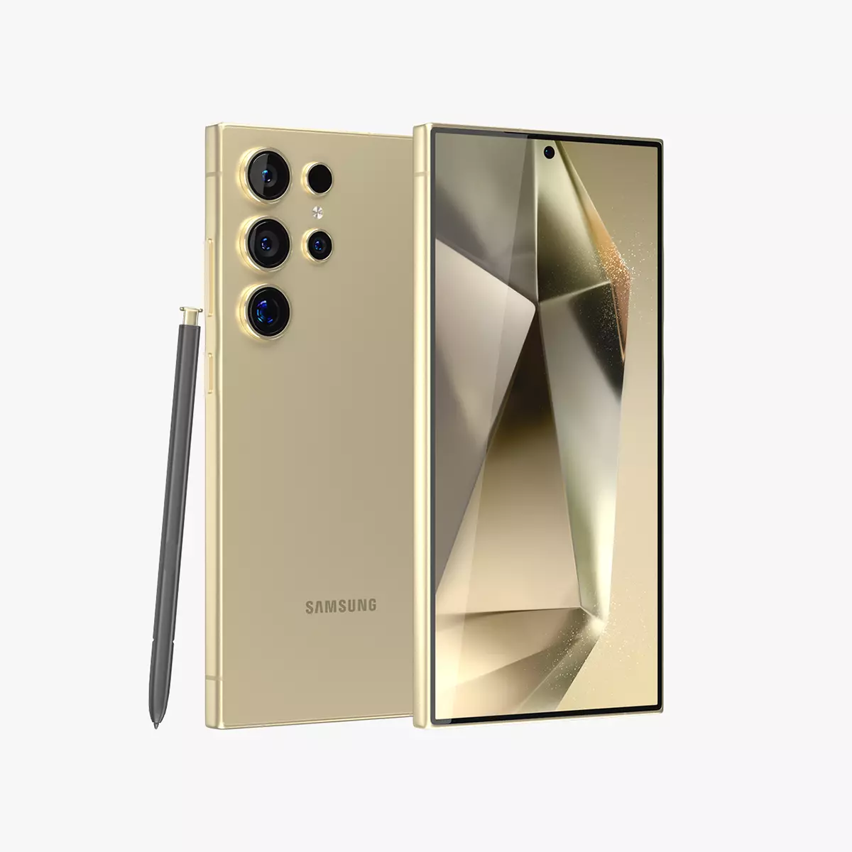 Samsung Galaxy S24 Ultra Titanium Yellow Low-poly 3D model_0