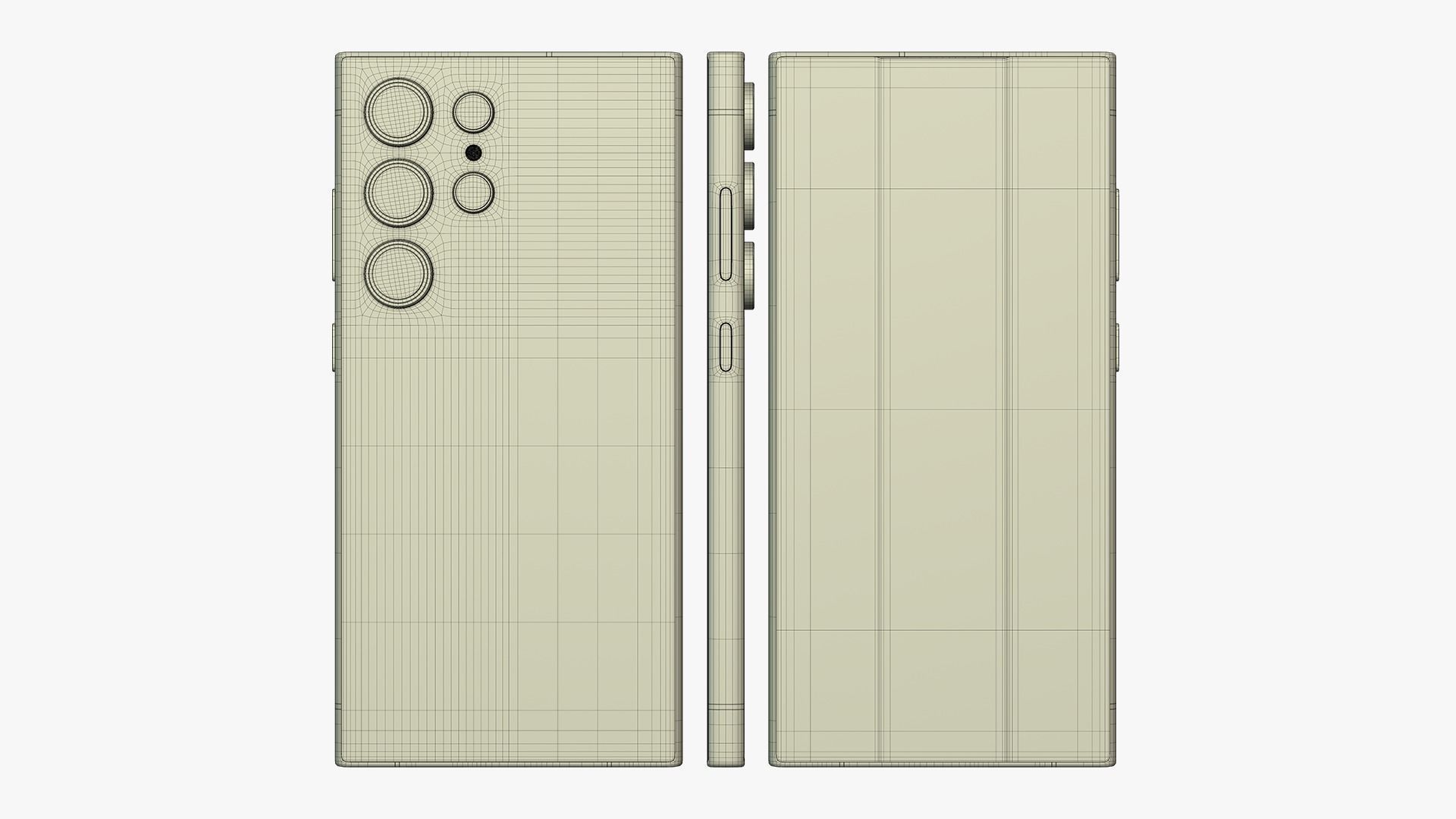 Samsung Galaxy S24 Ultra Titanium Yellow Low-poly 3D model_15