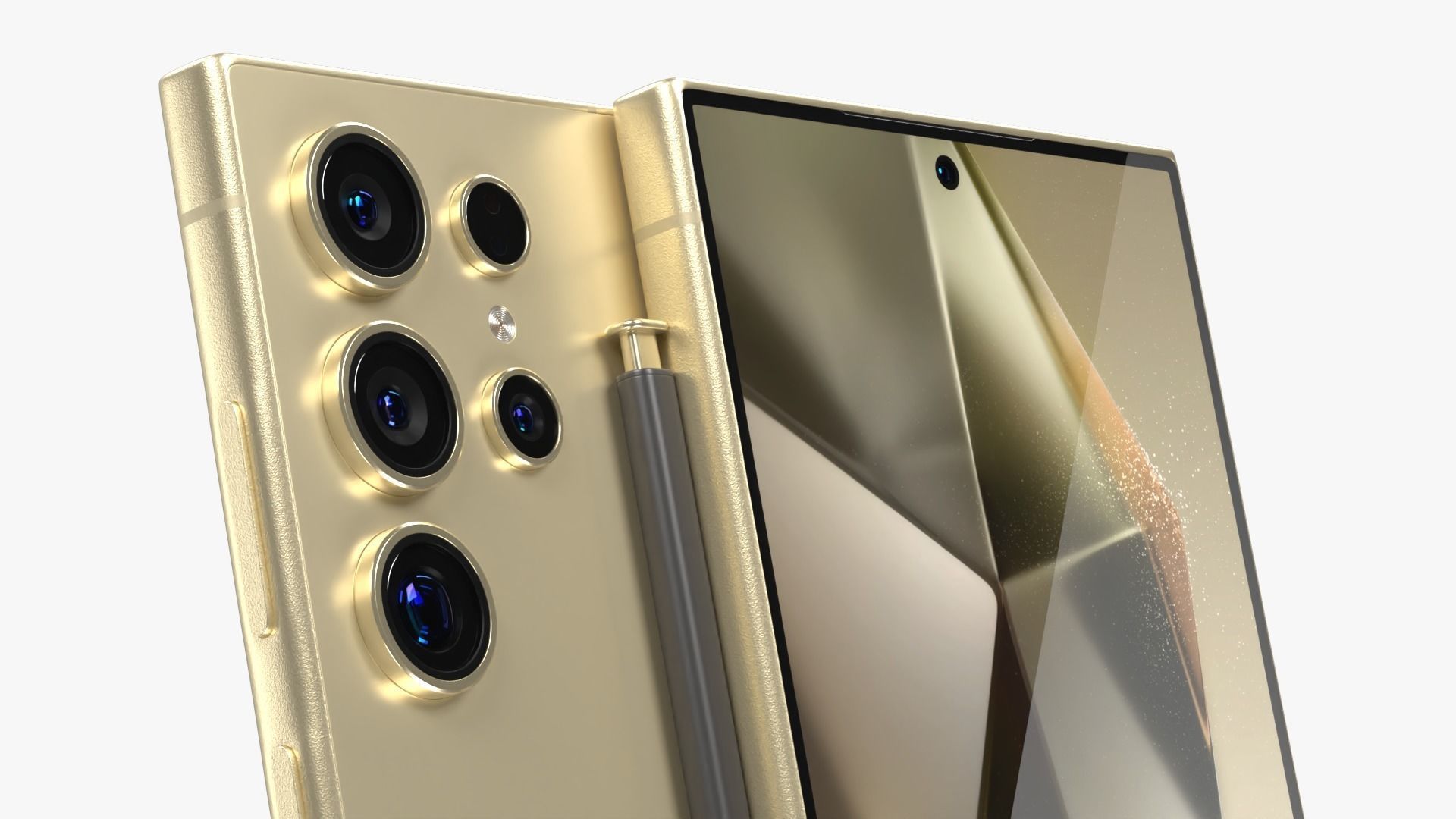 Samsung Galaxy S24 Ultra Titanium Yellow Low-poly 3D model_3