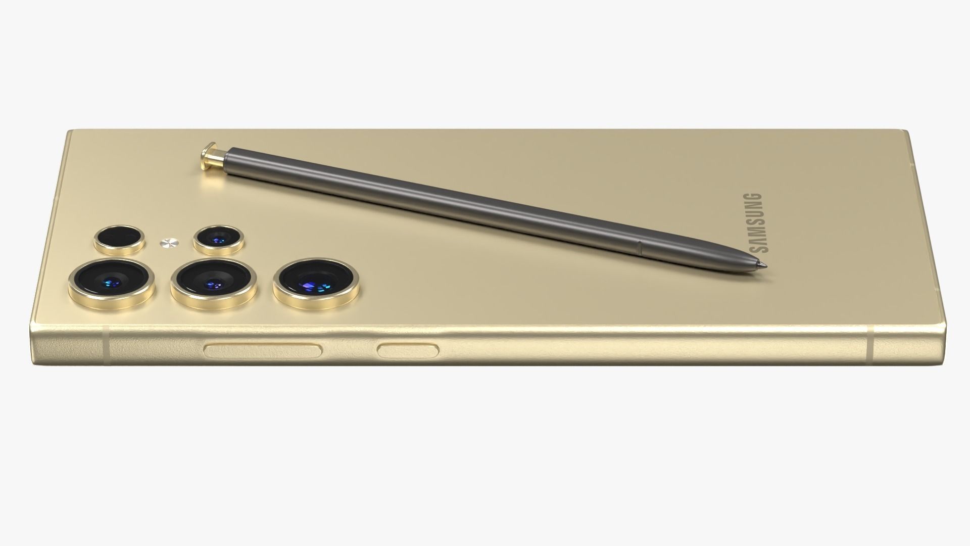 Samsung Galaxy S24 Ultra Titanium Yellow Low-poly 3D model_4