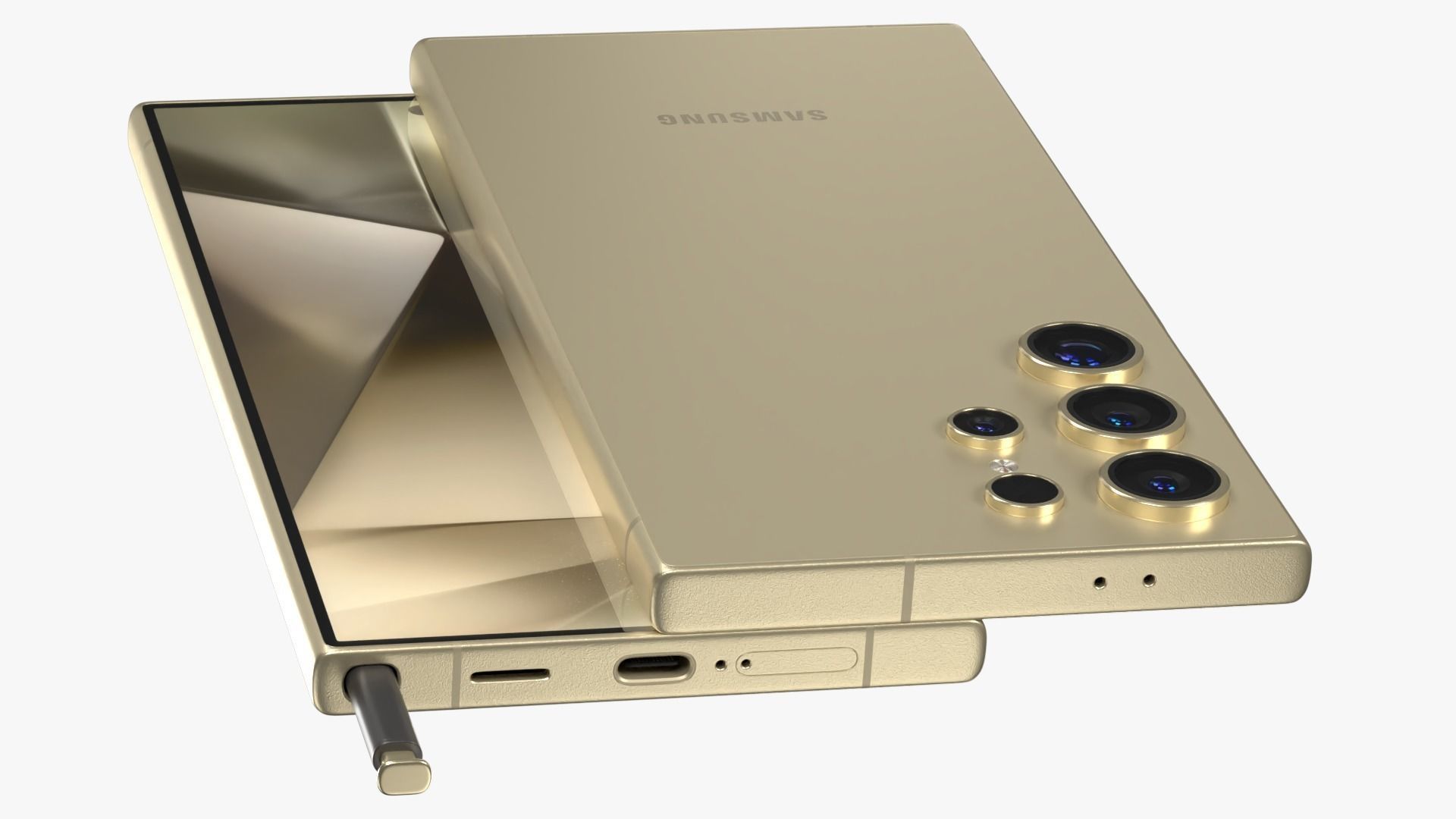 Samsung Galaxy S24 Ultra Titanium Yellow Low-poly 3D model_6