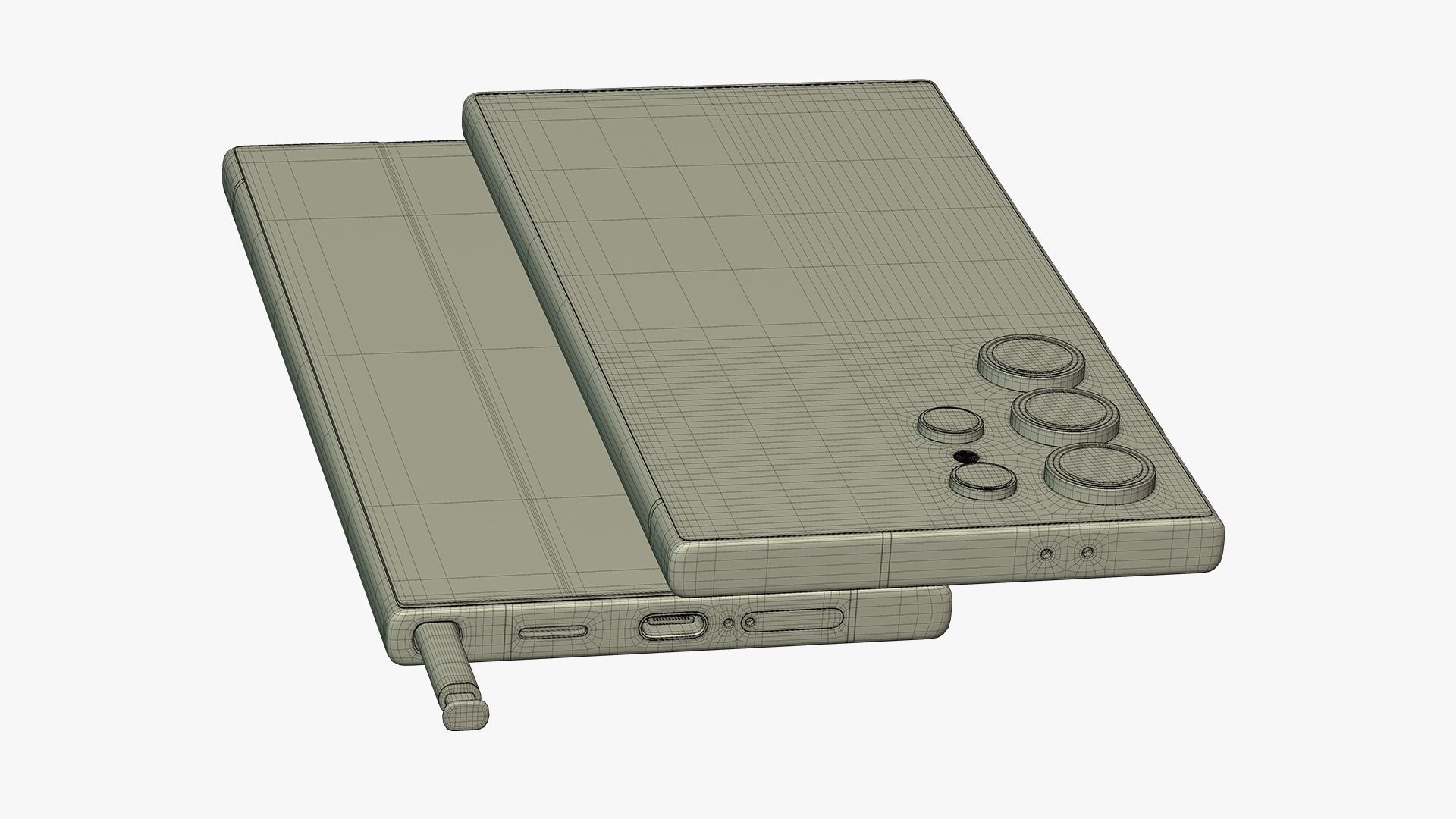 Samsung Galaxy S24 Ultra Titanium Yellow Low-poly 3D model_20