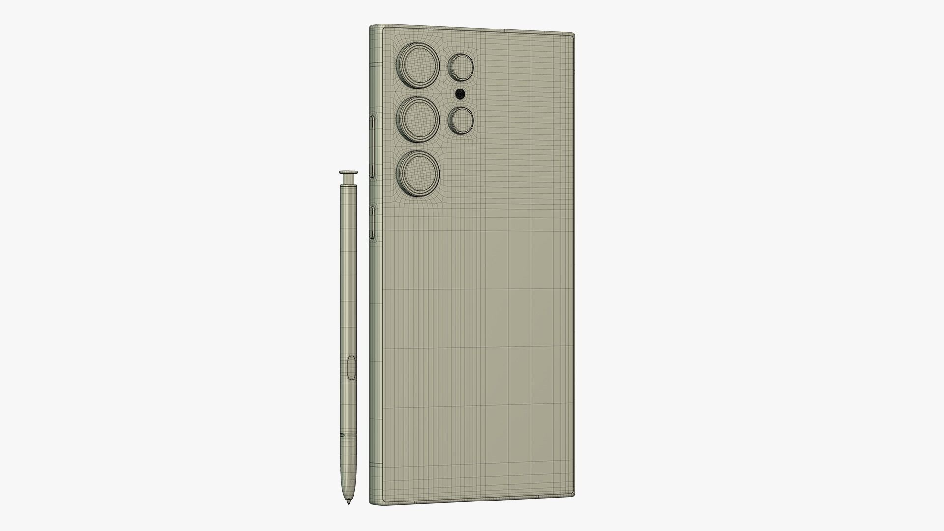 Samsung Galaxy S24 Ultra Titanium Yellow Low-poly 3D model_22