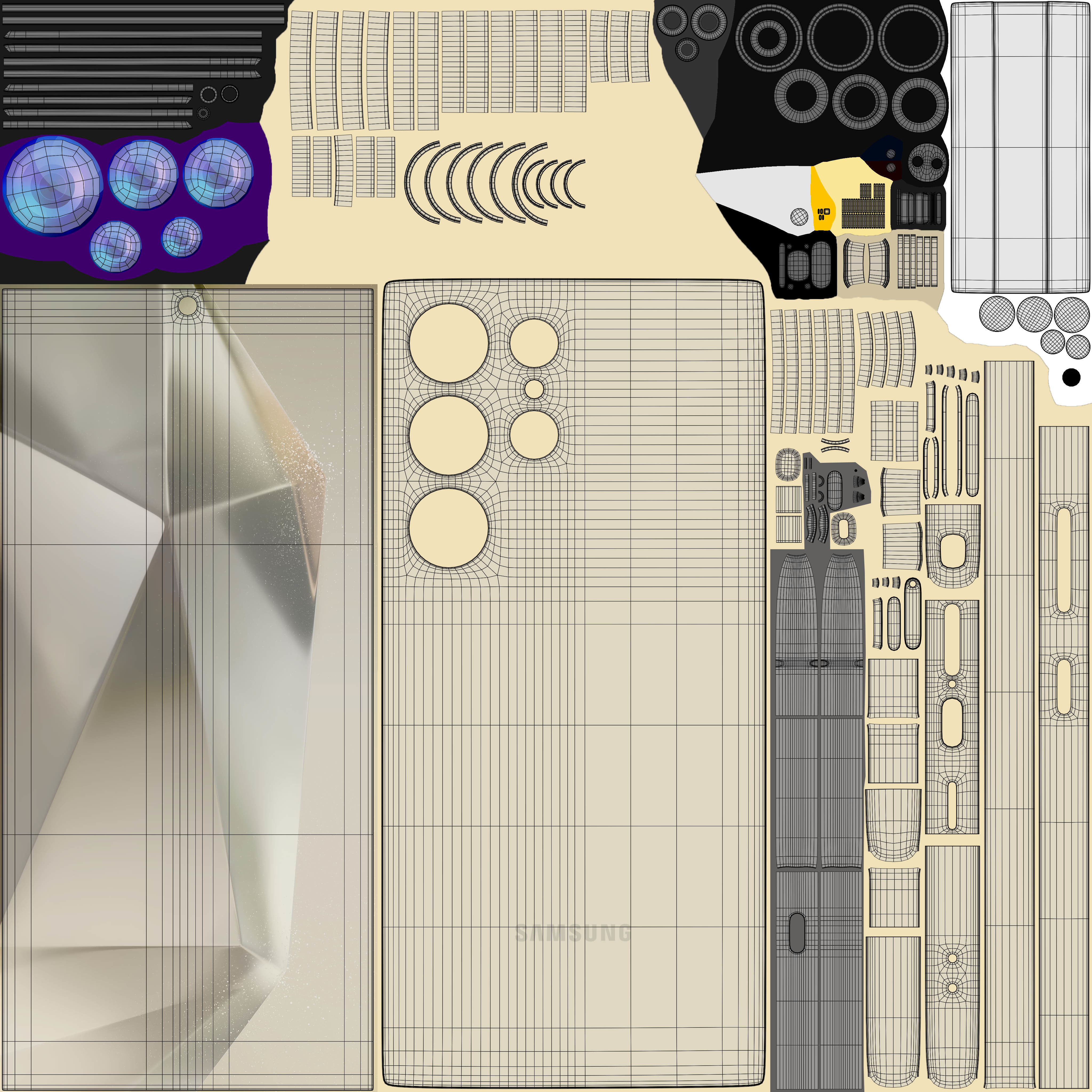 Samsung Galaxy S24 Ultra Titanium Yellow Low-poly 3D model_13