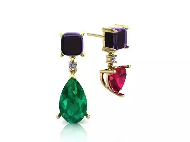 heart and drop Earrings 3D print model