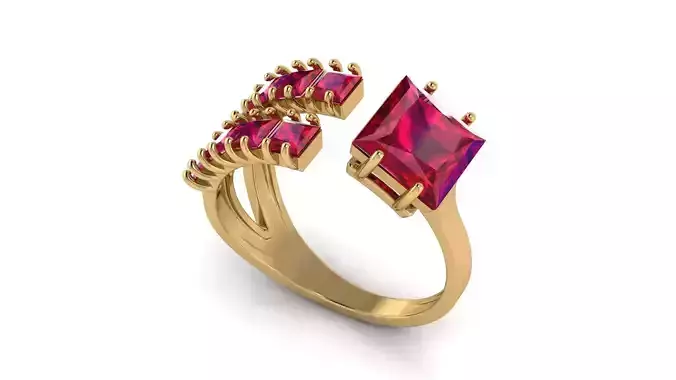 Square Princess Gems Ring