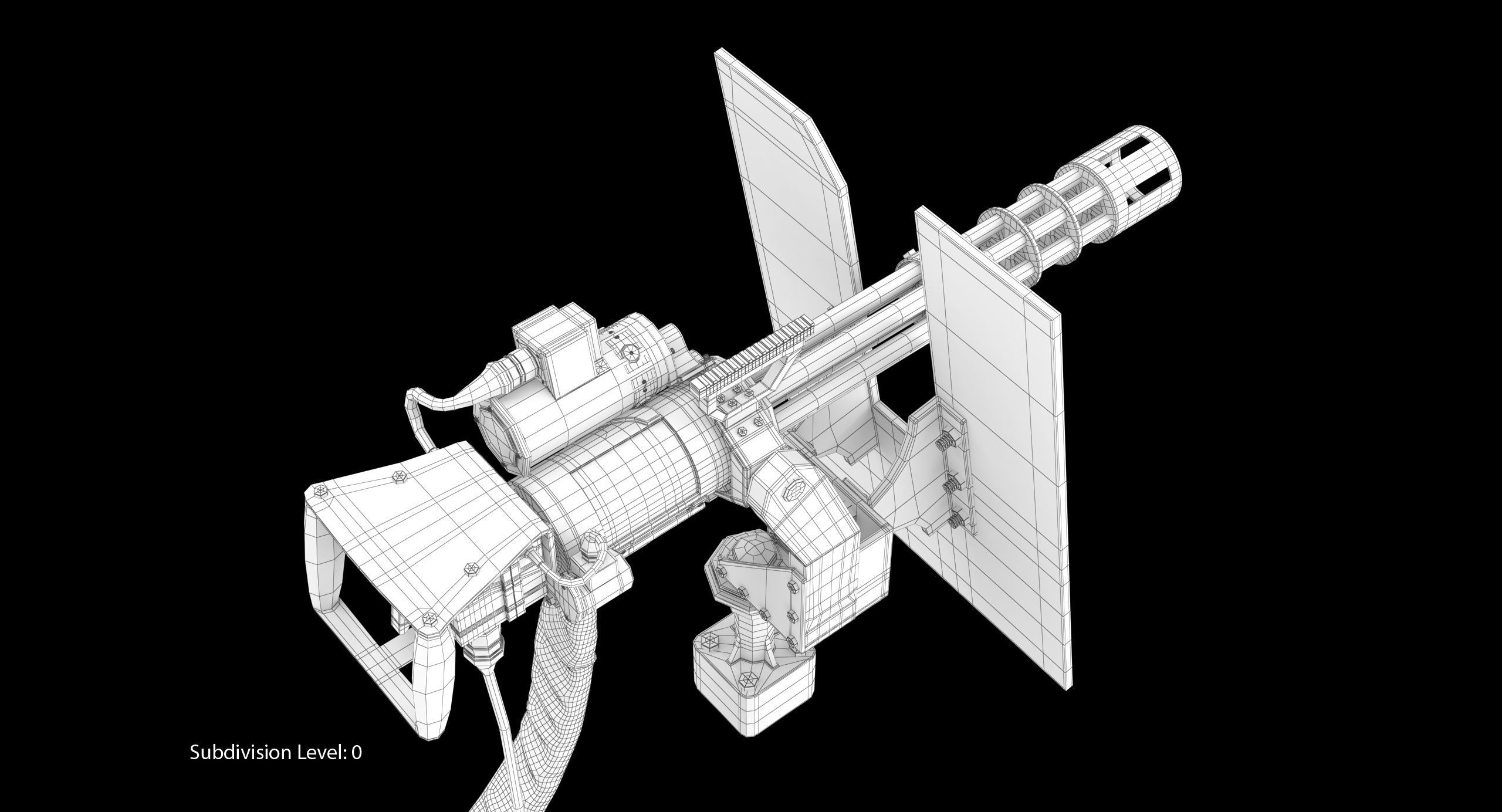 Minigun M134 Dirt Low-poly 3D model_22
