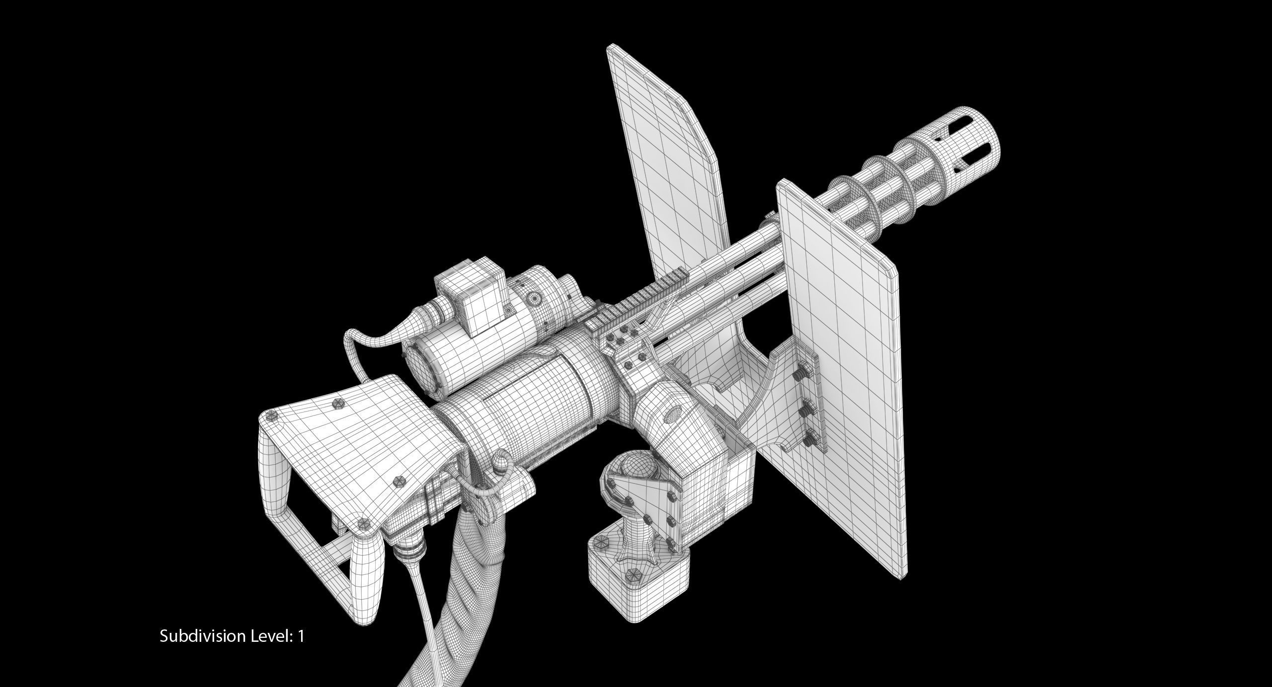 Minigun M134 Dirt Low-poly 3D model_23