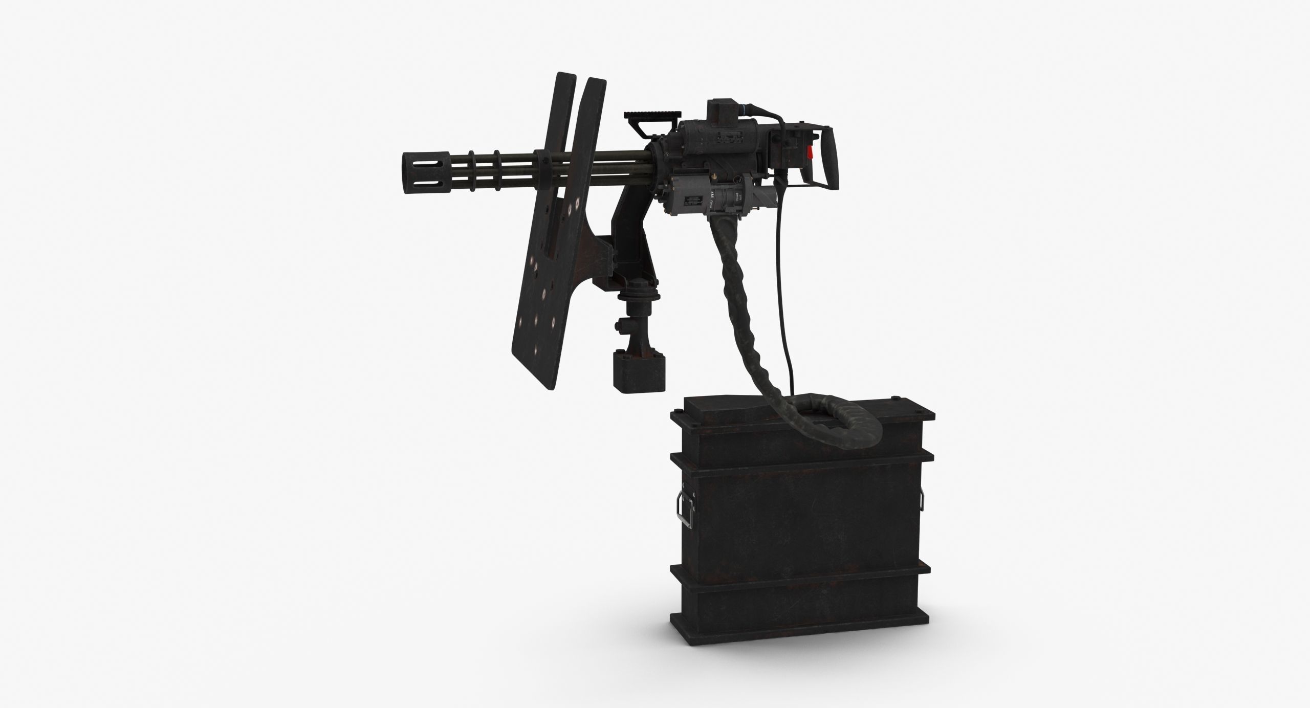 Minigun M134 Dirt Low-poly 3D model_3