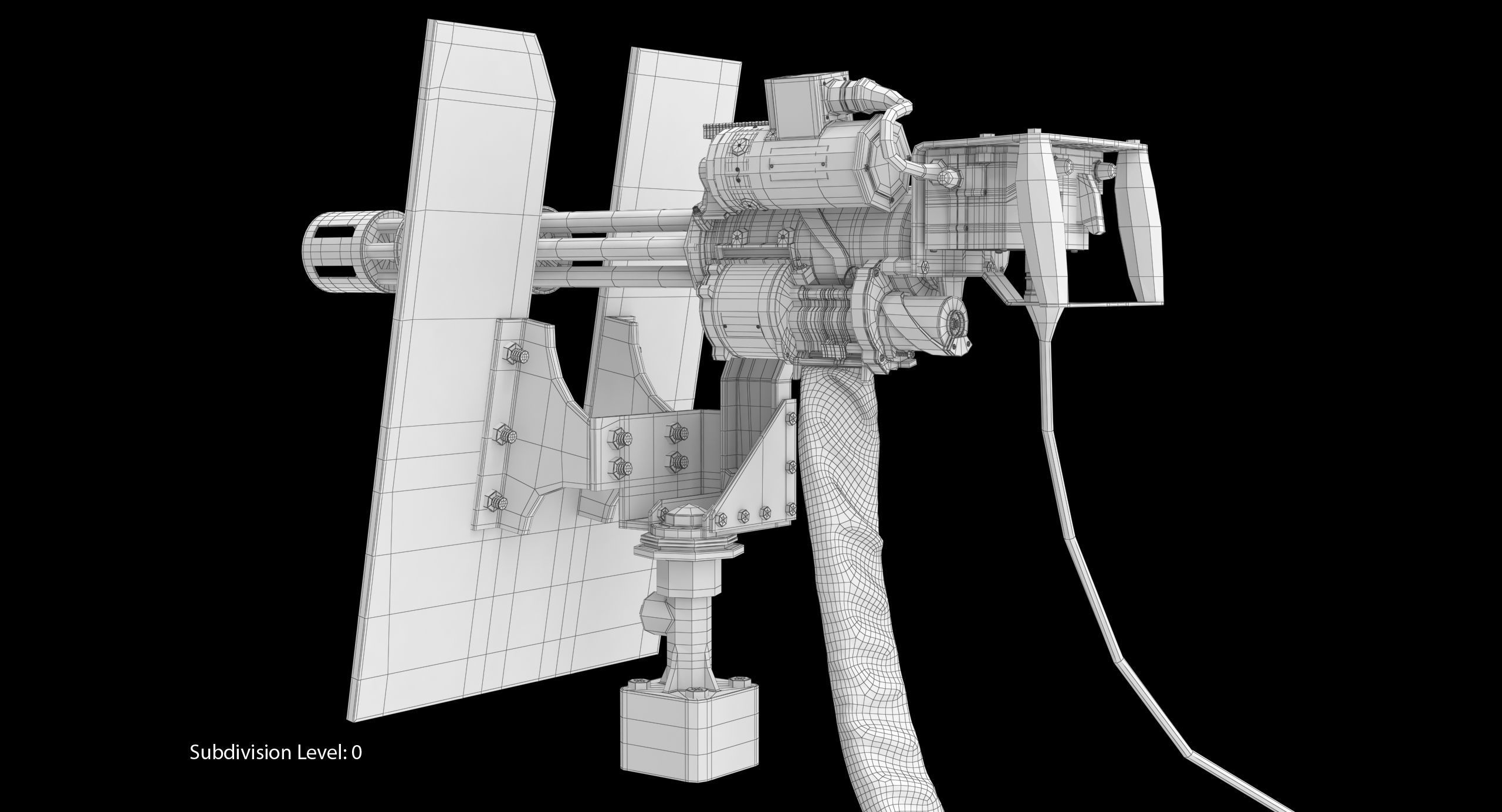 Minigun M134 Dirt Low-poly 3D model_19