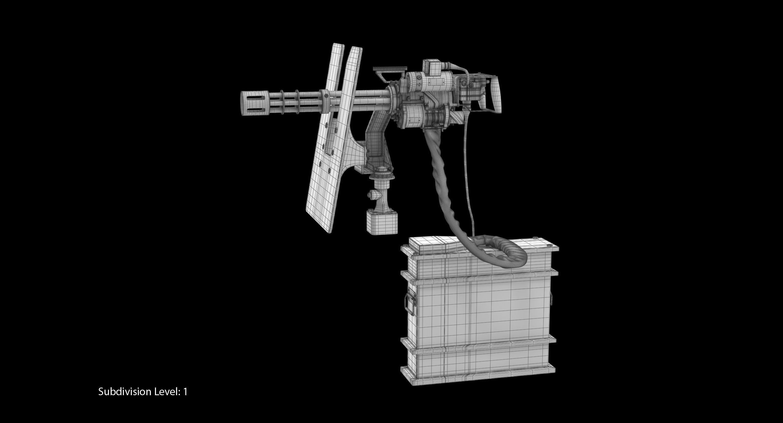 Minigun M134 Dirt Low-poly 3D model_5