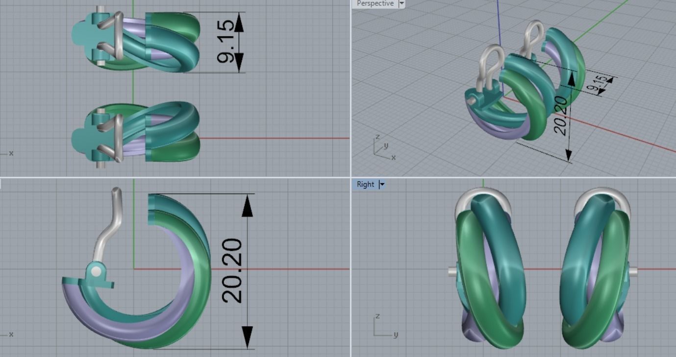 Earrings in different colors 3D print model_5
