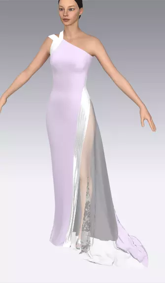 White satin silk and lilac matte fabric color Low-poly 3D model