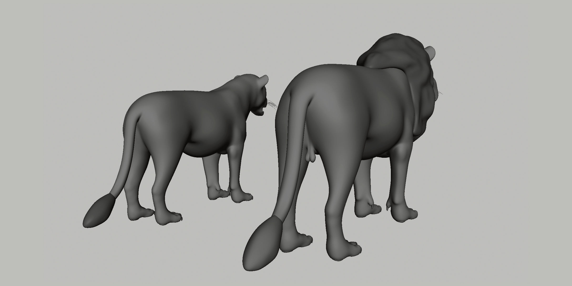 Lion Couple Low-poly 3D model_4