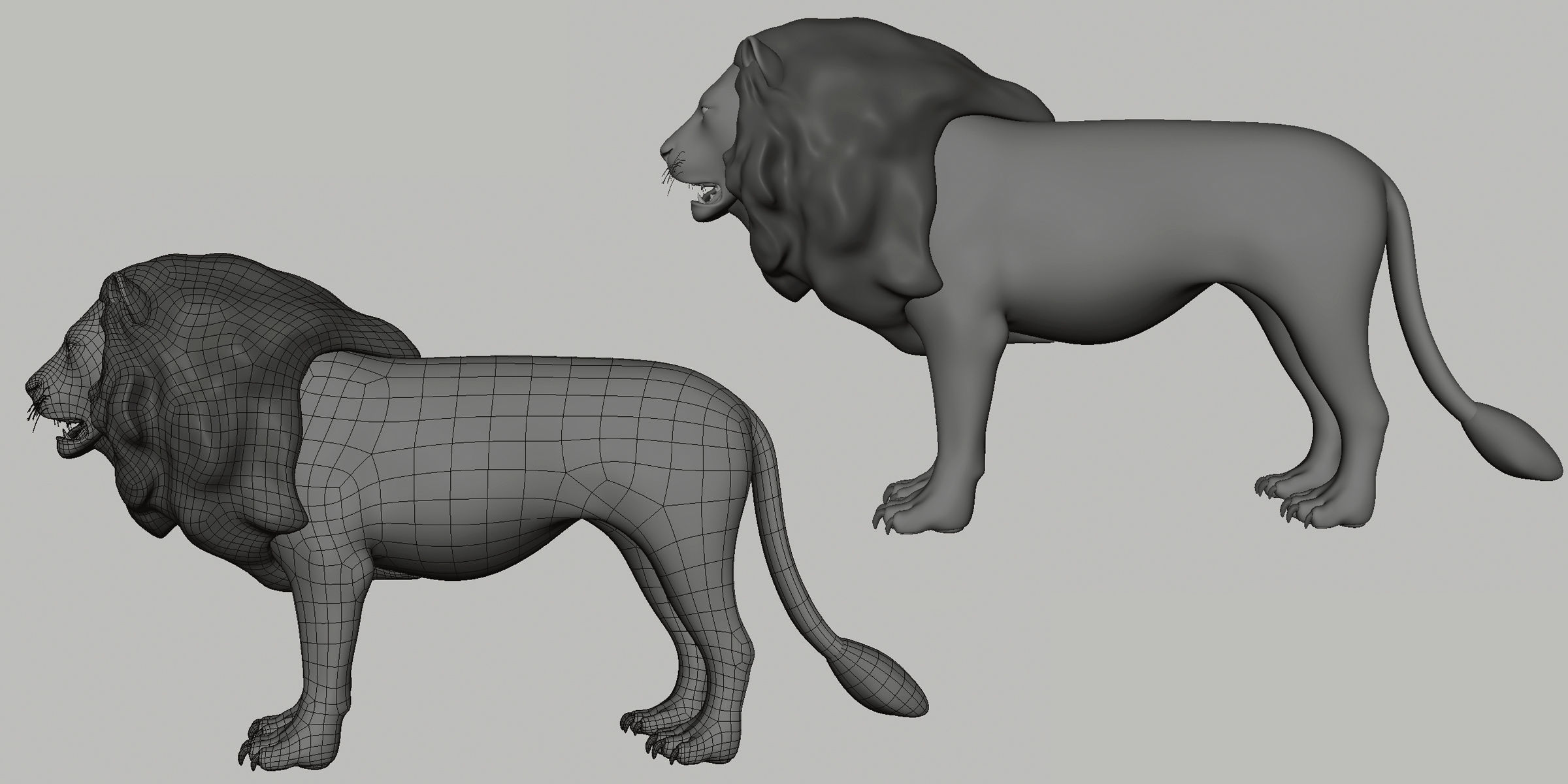 Lion Couple Low-poly 3D model_2