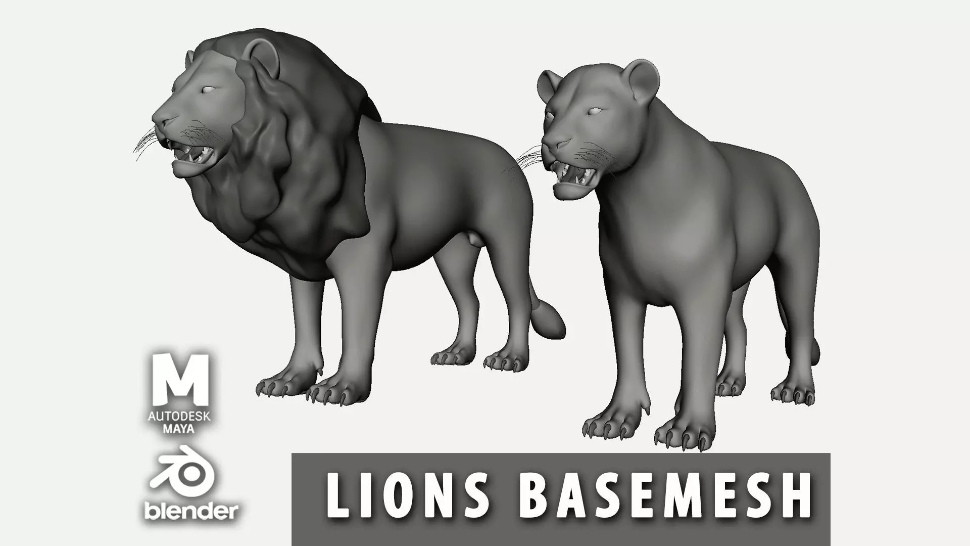 Lion Couple Low-poly 3D model_0