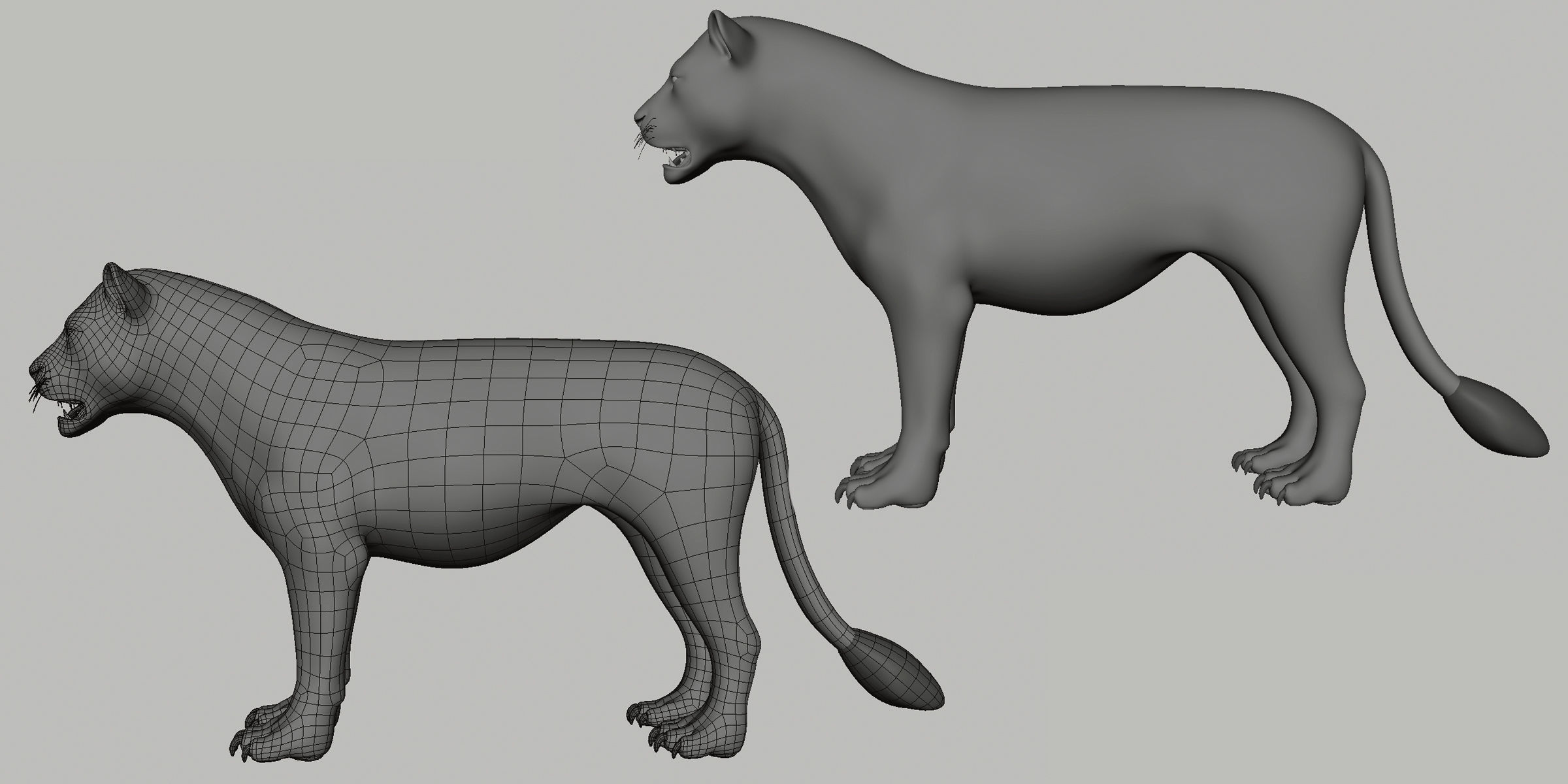 Lion Couple Low-poly 3D model_3